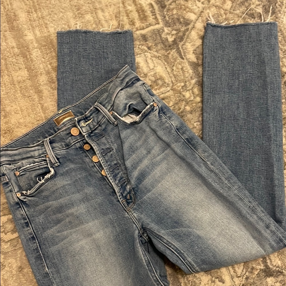 COPY - MOTHER Ankle Cropped Blue Jeans